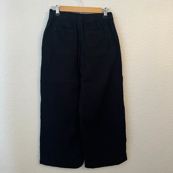 Old Navy Crinkle Gauze High Rise Wide Leg Pull-On Ankle Pants Small Black Cotton - Picture 5 of 12